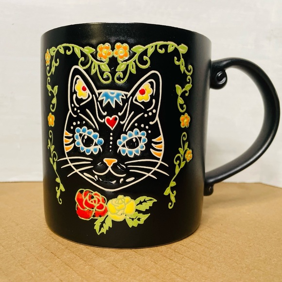 Halloween Charlie Cat  DOD 22oz Coffee Mug Eli & Anna 2022 Handmade Sugar Skull - Picture 1 of 5